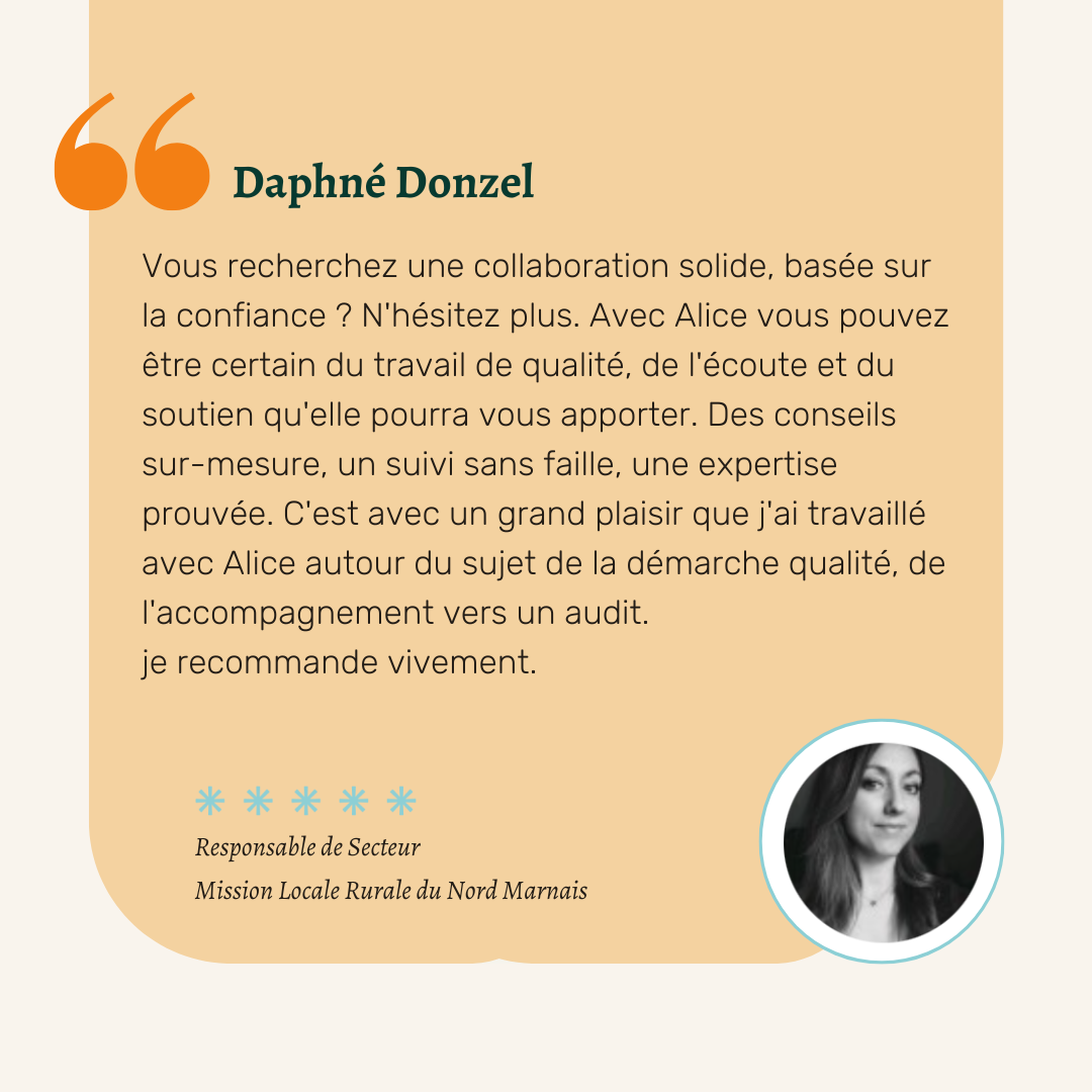 Avis Daphné, pour Alice Sautron, INOA Consulting, Consultante à Reims