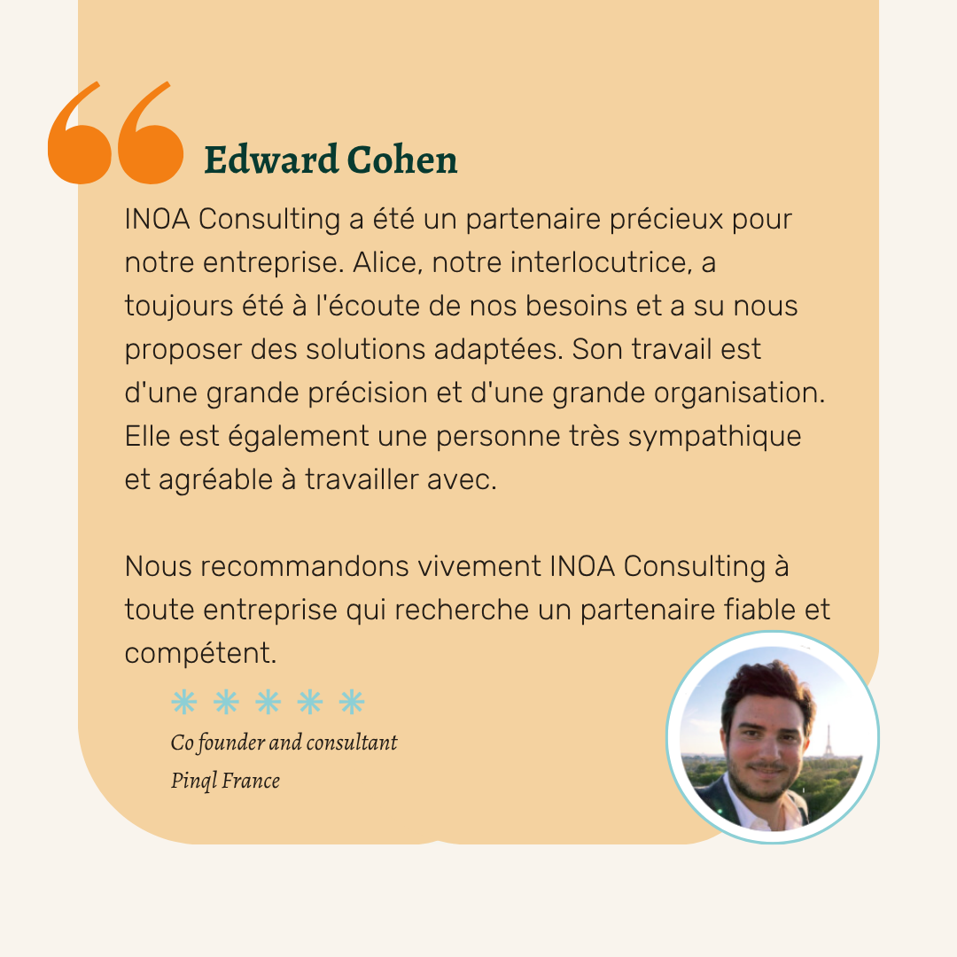 Avis Edward pour Alice Sautron, INOA Consulting, Consultante à Reims