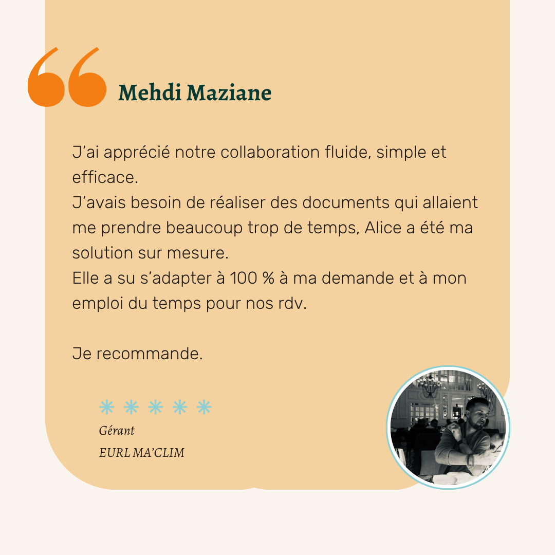 Avis Mehdi, pour Alice Sautron, INOA Consulting, Consultante à Reims